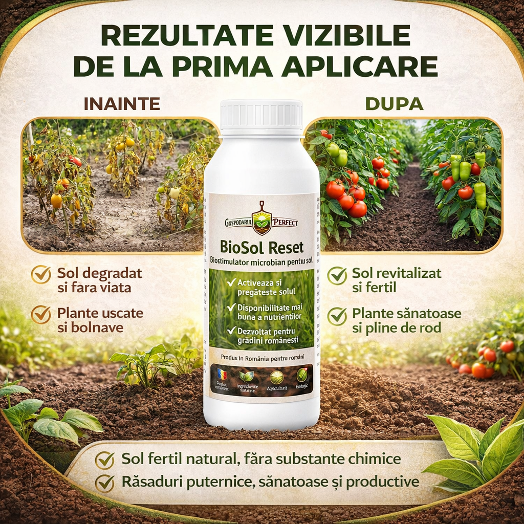 BioSol Reset™ – Reset biologic pentru sol înainte de plantare – 1L Gospodarul Perfect